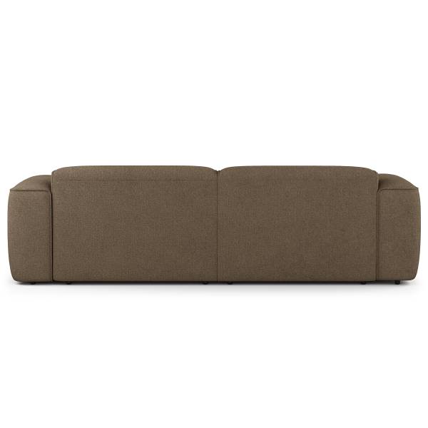 Ecksofa HUDSON 1,5-Sitzer mit Longchair Bouclé Stoff Helay: Olivbraun - Longchair davorstehend rechts