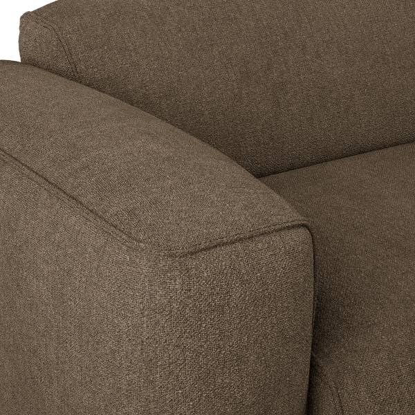 Ecksofa HUDSON 1,5-Sitzer mit Longchair Bouclé Stoff Helay: Olivbraun - Longchair davorstehend rechts