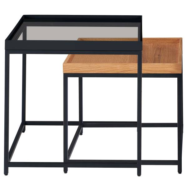 Tables basses KLOVEN - Lot de 2 Verre - Transparent / Chêne