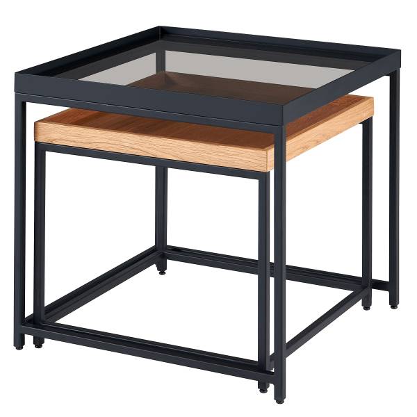 Tables basses KLOVEN - Lot de 2 Verre - Transparent / Chêne