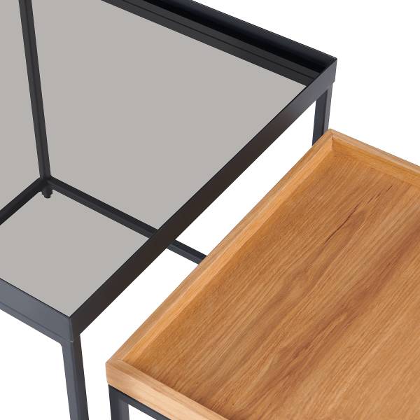 Tables basses KLOVEN - Lot de 2 Verre - Transparent / Chêne