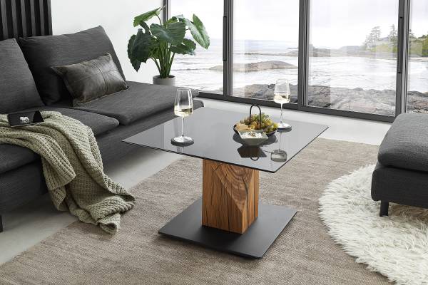 Tavolino da salotto Vuorri Vetro / Rovere massello - Grigio / Rovere
