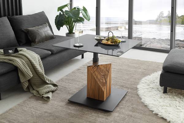 Tavolino da salotto Vuorri Vetro / Rovere massello - Grigio / Rovere