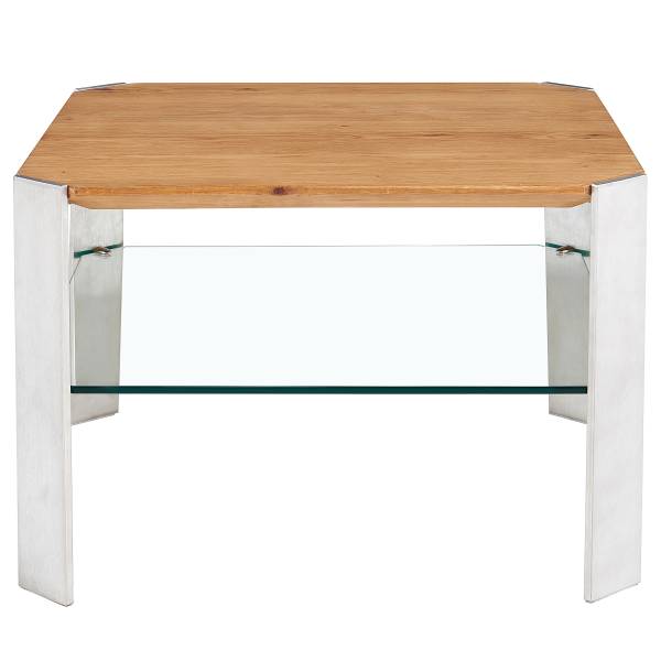 Salontafel KNIPEN vierkant massief eikenhout/glas