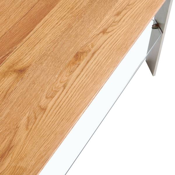 Salontafel KNIPEN vierkant massief eikenhout/glas