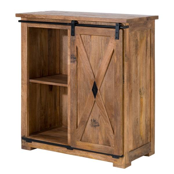 Houten kast FERROX 4 lades mangohout/zwart