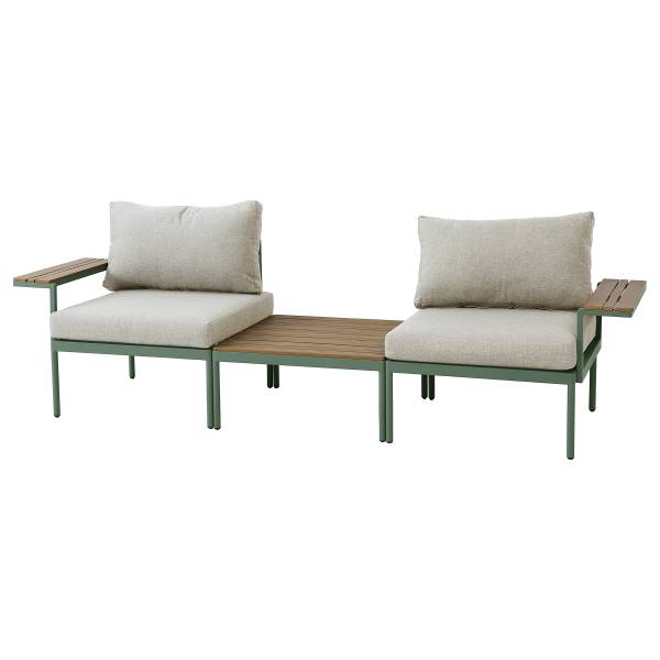 Modulares Loungeset Laventa 3-teilig Stahl / Olefin - Grün