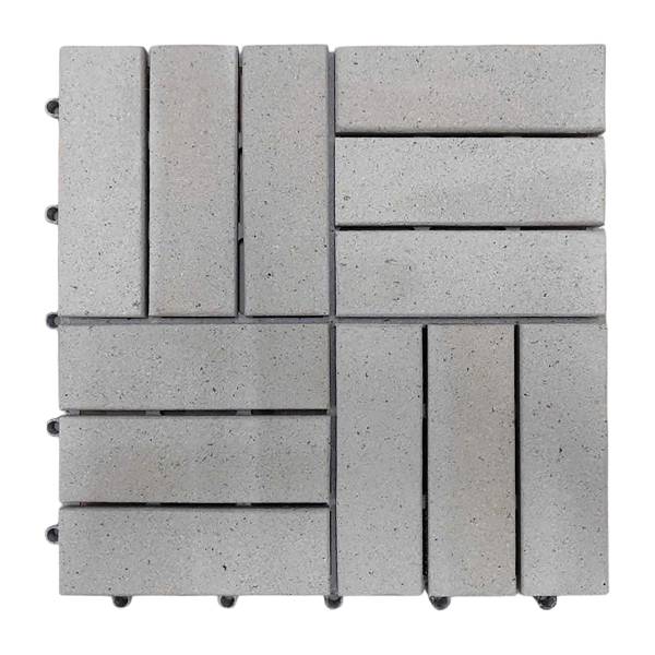 33er-Set Terrassenfliese Granyo 30x30 cm Granitoptik - Akazie massiv / Polypropylene - Hellgrau