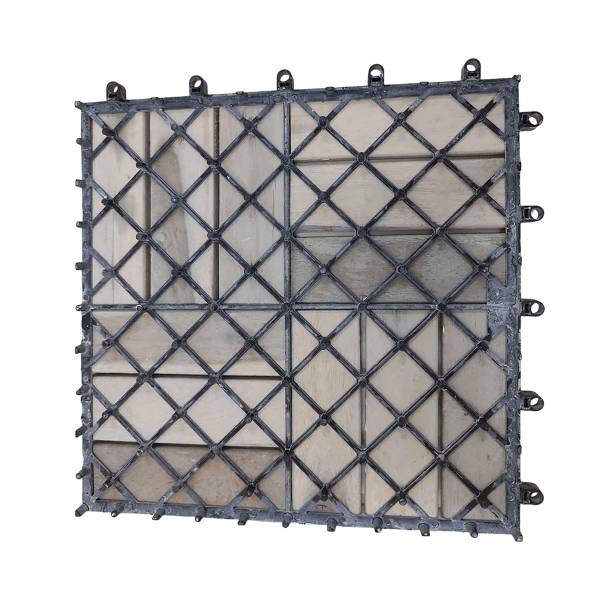 33er-Set Terrassenfliese Granyo 30x30 cm Granitoptik - Akazie massiv / Polypropylene - Hellgrau