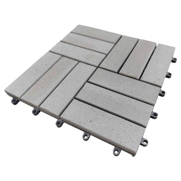 33er-Set Terrassenfliese Granyo 30x30 cm Granitoptik - Akazie massiv / Polypropylene - Hellgrau