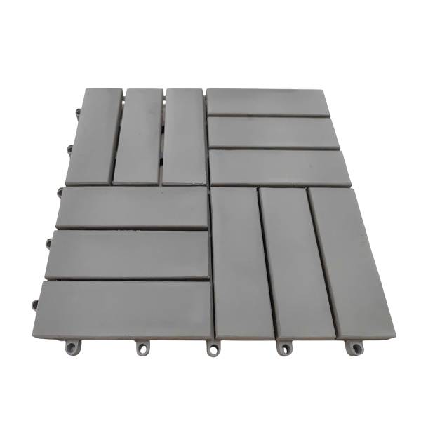 33er-Set Terrassenfliese Granyo 30x30 cm Betonoptik - Akazie massiv / Polypropylene - Grau