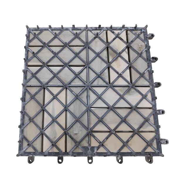 33er-Set Terrassenfliese Granyo 30x30 cm Betonoptik - Akazie massiv / Polypropylene - Grau