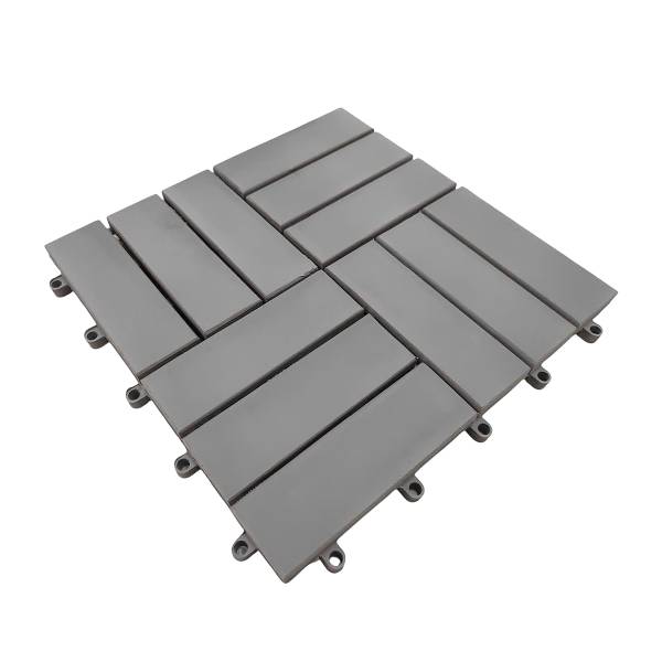33er-Set Terrassenfliese Granyo 30x30 cm Betonoptik - Akazie massiv / Polypropylene - Grau