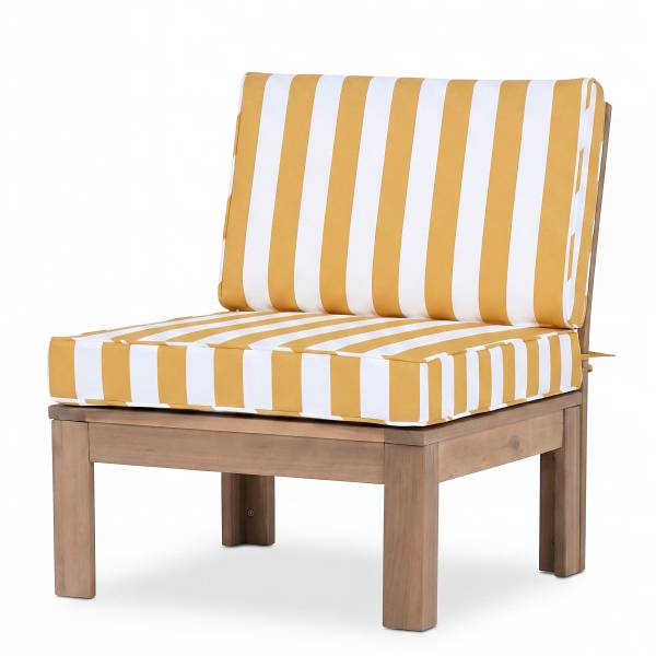 Poltrona lounge LEXI Tessuto / Legno massello di acacia - Giallo / Bianco