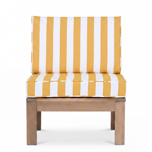 Poltrona lounge LEXI Tessuto / Legno massello di acacia - Giallo / Bianco