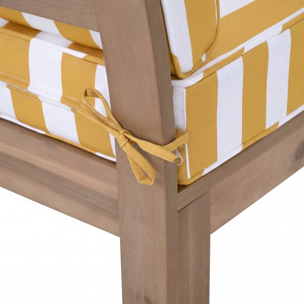 Poltrona lounge LEXI Tessuto / Legno massello di acacia - Giallo / Bianco