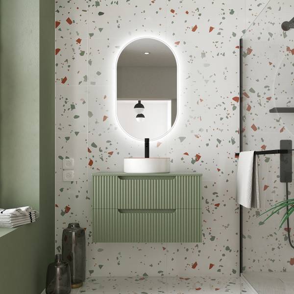 Salle de bain COLORIA ovale F - 4 élém. Vert olive