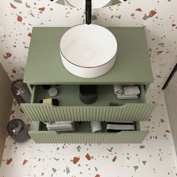 Salle de bain COLORIA ovale F - 4 élém. Vert olive