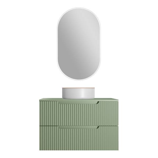 Salle de bain COLORIA ovale F - 4 élém. Vert olive