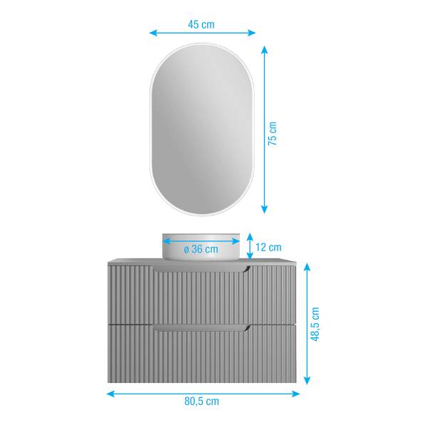 Salle de bain COLORIA ovale F - 4 élém. Vert olive