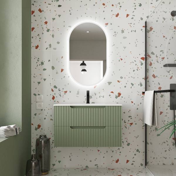 Set di 3 mobili COLORIA A ovale Verde oliva