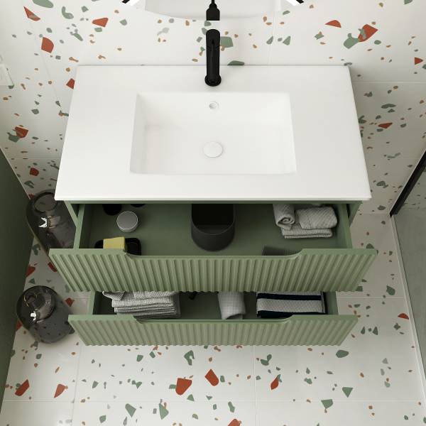 Set di 3 mobili COLORIA A ovale Verde oliva