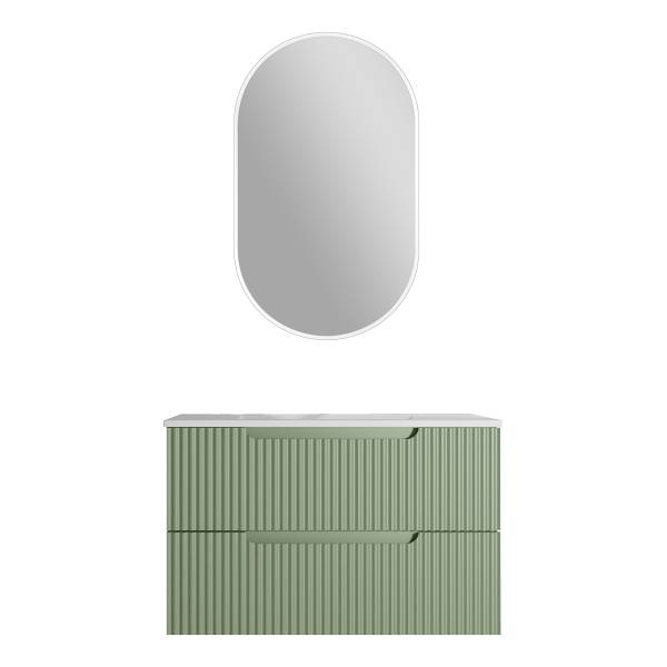 Set di 3 mobili COLORIA A ovale Verde oliva