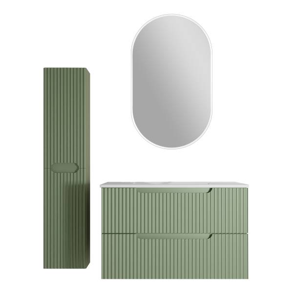 Set di 3 mobili COLORIA B ovale Verde oliva