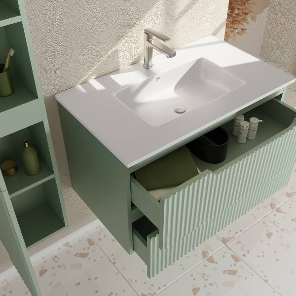 Salle de bain COLORIA ronde B - 3 élém. Vert olive