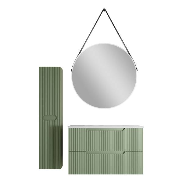Salle de bain COLORIA ronde B - 3 élém. Vert olive