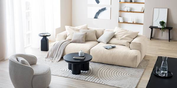 XL-Loungekissen HUDSON 2er-Set Webstoff Saia: Beige