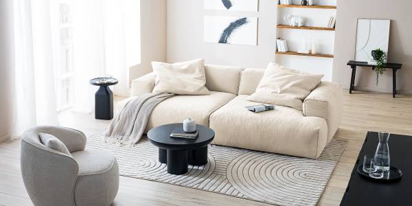 XL-Loungekissen HUDSON 2er-Set Webstoff Saia: Beige