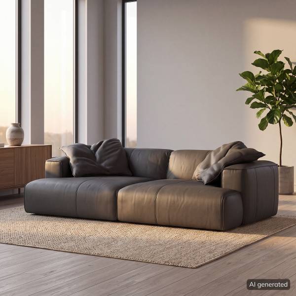Big-Sofa HUDSON Echtleder Neka: Grau