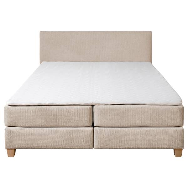 Boxspringbett Quintell Strukturstoff - Beige - 180 x 200cm - Bonellfederkernmatratze - H2