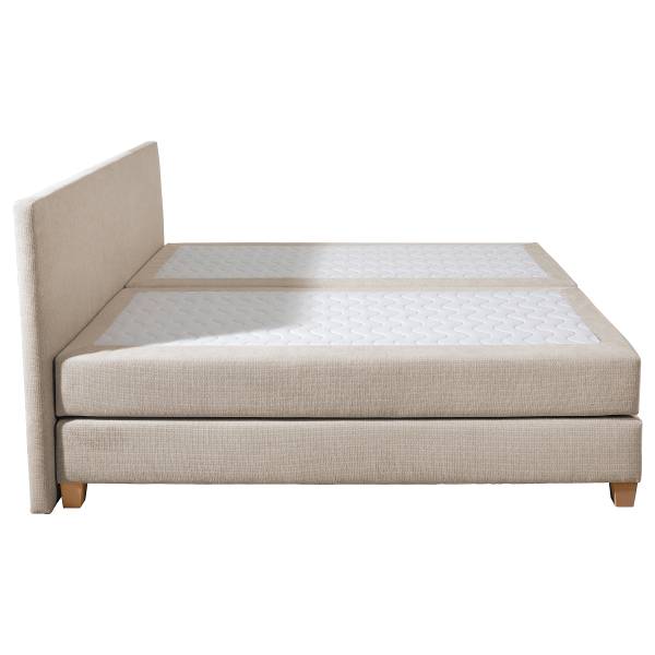 Boxspringbett Quintell Strukturstoff - Beige - 180 x 200cm - Bonellfederkernmatratze - H2