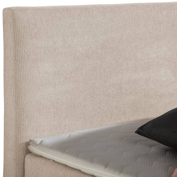 Boxspringbett Quintell Strukturstoff - Beige - 180 x 200cm - Bonellfederkernmatratze - H2