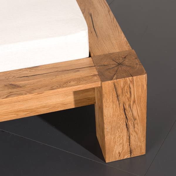 Massivholzbett Cordoba Cord - Hellgrau / Sumpfeiche - 160 x 200cm