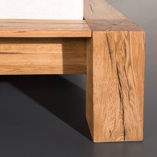 Massivholzbett Cordoba Cord - Hellgrau / Sumpfeiche - 160 x 200cm