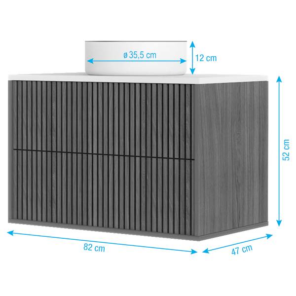 Meuble vasque NORDIVA Type D Marron - Bois manufacturé - 80 x 64 x 45 cm