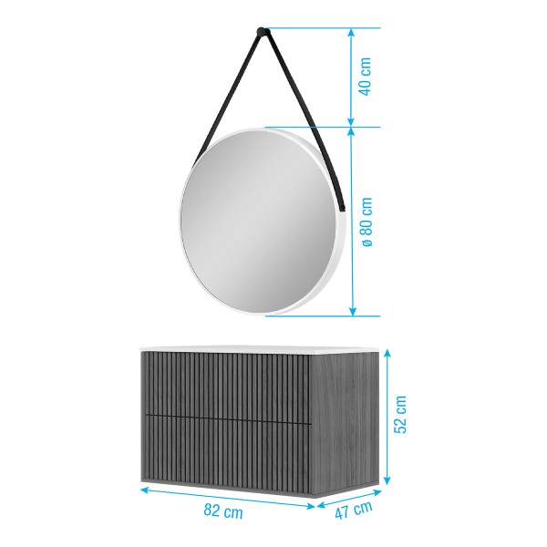 Wastafel-combinatie NORDIVA type B rond zonder wasbak - bruin