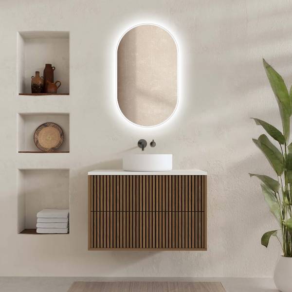 Set con specchio NORDIVA B Ovale Senza lavabo - Marrone