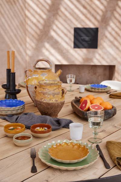 Speiseteller Marrakesh 6er-Set Steinzeug - Orange - Durchmesser: 22 cm