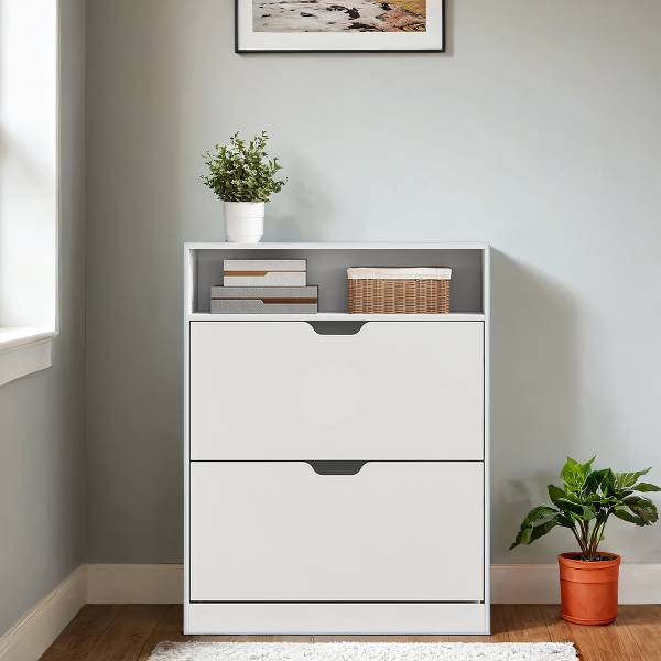 Schoenenkast met kiepdeur Tiassa type B wit