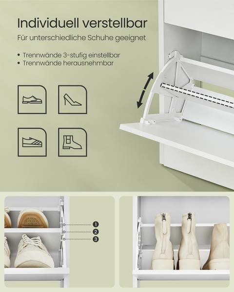 Schoenenkast met kiepdeur Tiassa type B wit