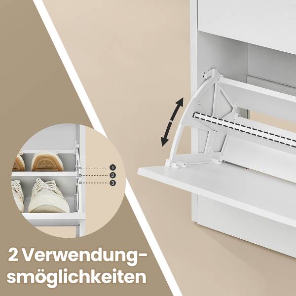 Schoenenkast met kiepdeur Tiassa type B wit