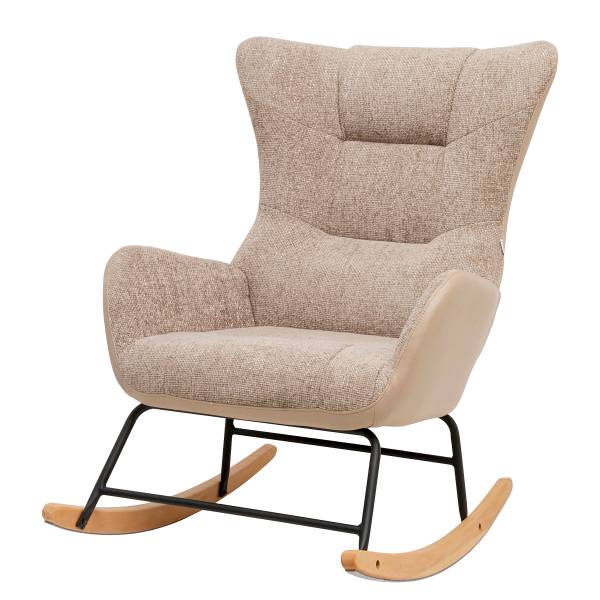 Sedia a dondolo Romeo Beige - Ciniglia - Similpelle - Acciaio - 74 x 100 x 90 cm