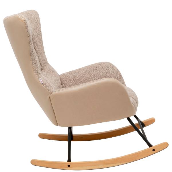Sedia a dondolo Romeo Beige - Ciniglia - Similpelle - Acciaio - 74 x 100 x 90 cm