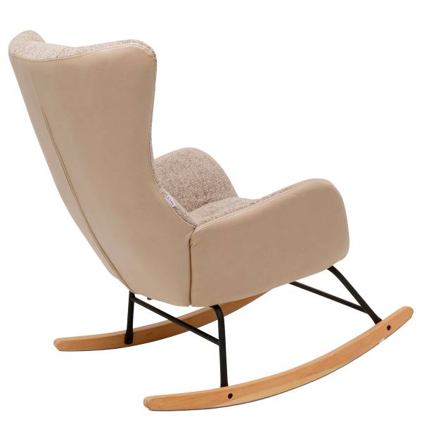 Sedia a dondolo Romeo Beige - Ciniglia - Similpelle - Acciaio - 74 x 100 x 90 cm