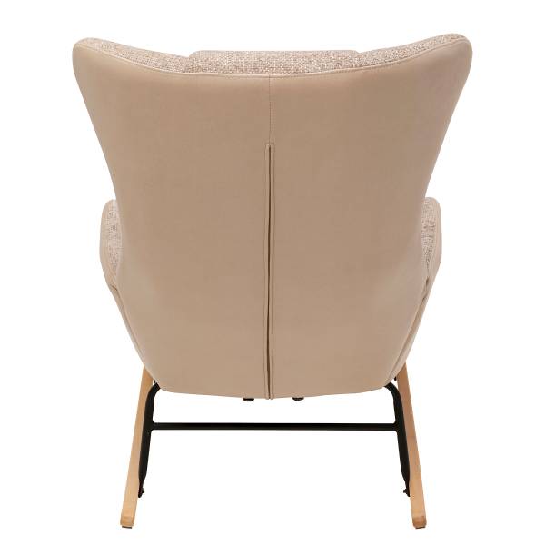 Sedia a dondolo Romeo Beige - Ciniglia - Similpelle - Acciaio - 74 x 100 x 90 cm