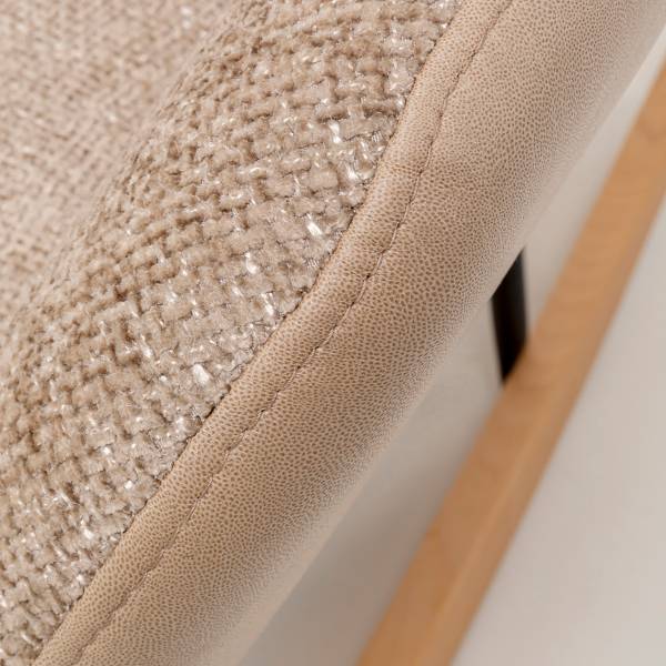 Sedia a dondolo Romeo Beige - Ciniglia - Similpelle - Acciaio - 74 x 100 x 90 cm